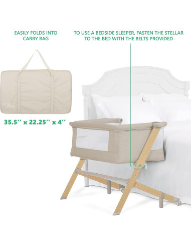 Cuna Evolur Stellar Lateral Beige Ajustable 11.34 kg