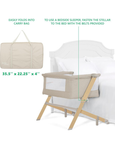 Cuna Evolur Stellar Lateral Beige Ajustable 11.34 kg