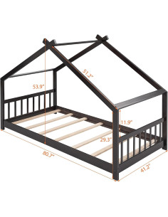 Cama Casa Twin Harper & Bright Designs de Madera Espresso 2