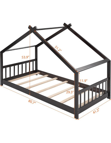 Cama Casa Twin Harper & Bright Designs de Madera Espresso