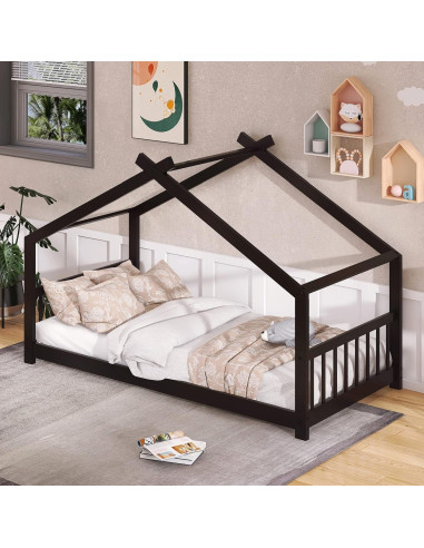 Cama Casa Twin Harper & Bright Designs de Madera Espresso