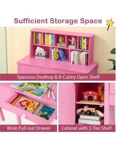 Conjunto de Escritorio y Silla para Niños Costzon Rosa 2