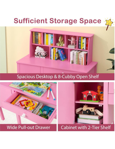 Conjunto de Escritorio y Silla para Niños Costzon Rosa