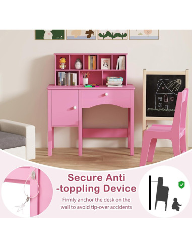 Conjunto de Escritorio y Silla para Niños Costzon Rosa