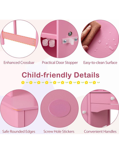 Conjunto de Escritorio y Silla para Niños Costzon Rosa