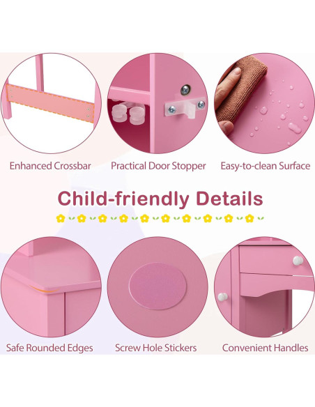 Conjunto de Escritorio y Silla para Niños Costzon Rosa