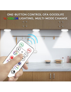 Luz LED Puck Inalámbrica SIXDEFLY 16 Colores Paquete de 3 2