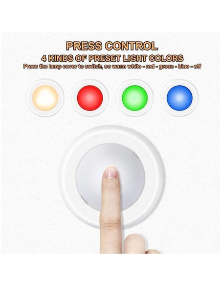 Luz LED Puck Inalámbrica SIXDEFLY 16 Colores Paquete de 3