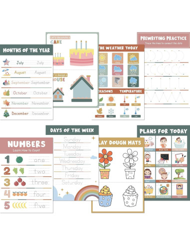 Kit de Menú de Mañana Fuyoooo para Preescolar - 16 Pósters Educativos