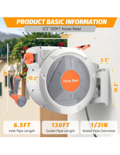 Carrete de Manguera de Jardín Retráctil Tropow 39.62m 9 Funciones 2