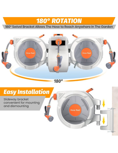 Carrete de Manguera de Jardín Retráctil Tropow 39.62m 9 Funciones