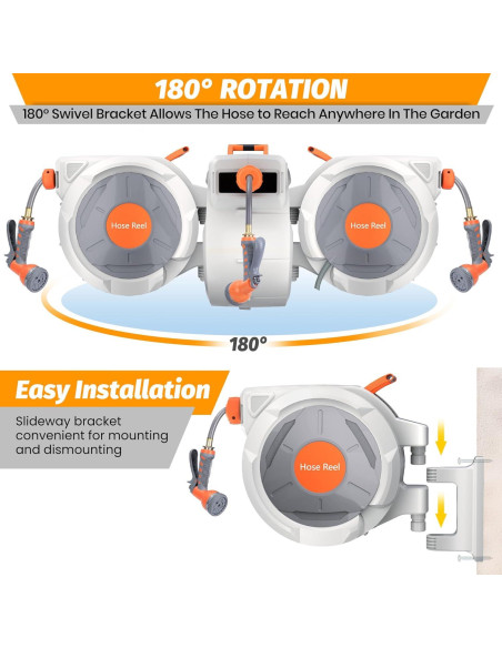 Carrete de Manguera de Jardín Retráctil Tropow 39.62m 9 Funciones