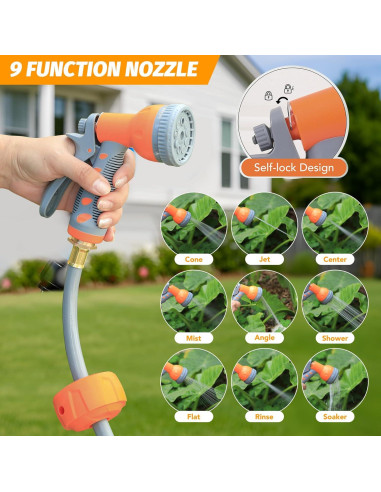 Carrete de Manguera de Jardín Retráctil Tropow 39.62m 9 Funciones