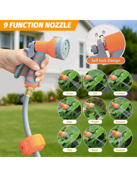 Carrete de Manguera de Jardín Retráctil Tropow 39.62m 9 Funciones