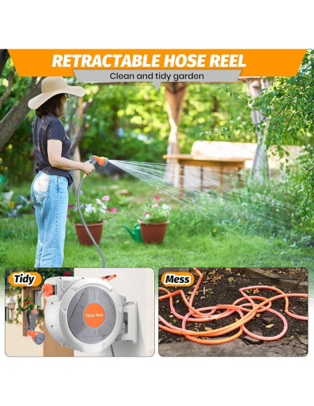 Carrete de Manguera de Jardín Retráctil Tropow 39.62m 9 Funciones