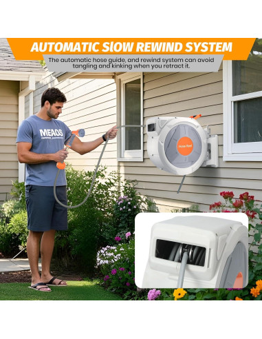 Carrete de Manguera de Jardín Retráctil Tropow 39.62m 9 Funciones