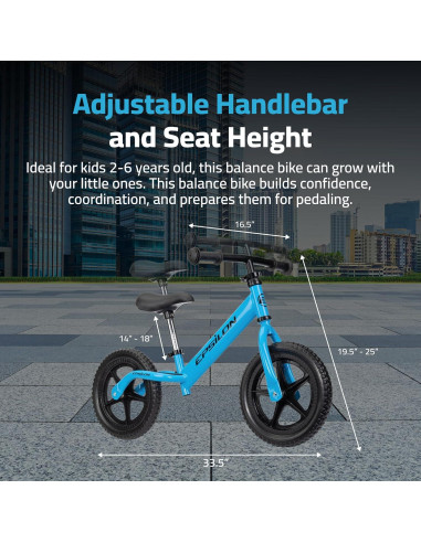 Bicicleta de Equilibrio Epsilon Azul para Niños 2-6 Años