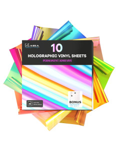 Paquete de 10 Hojas de Vinilo Holográfico Kassa 30.48 cm