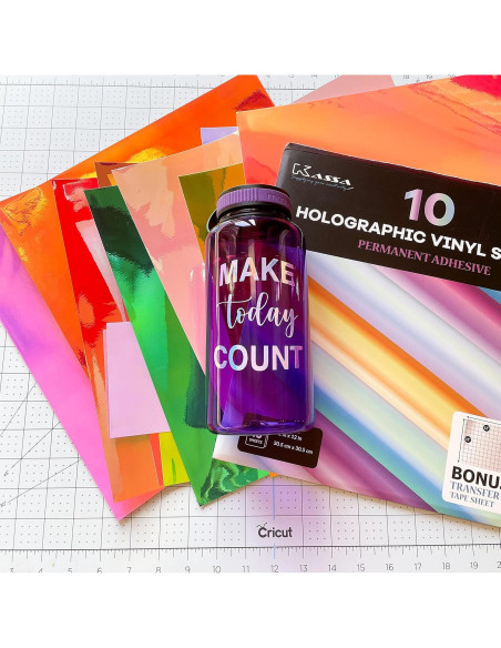 Paquete de 10 Hojas de Vinilo Holográfico Kassa 30.48 cm