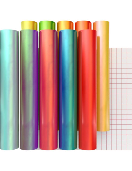 Paquete de 10 Hojas de Vinilo Holográfico Kassa 30.48 cm