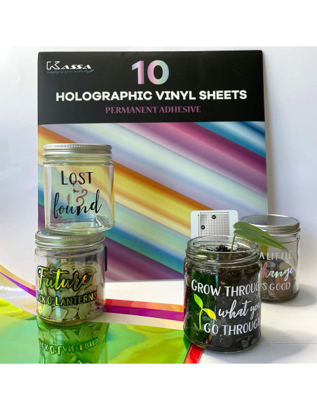Paquete de 10 Hojas de Vinilo Holográfico Kassa 30.48 cm