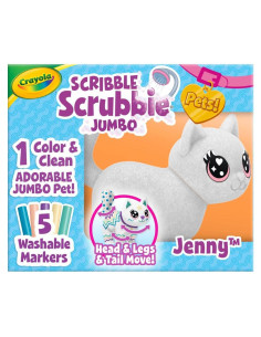 Crayola Scribble Scrubbie Jumbo Gato 15 cm con Marcadores