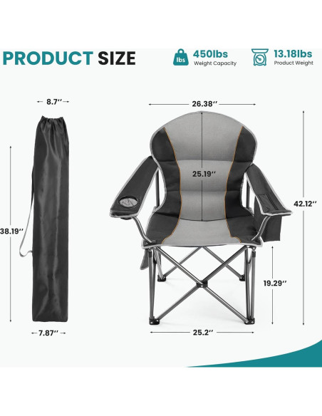 Silla de Camping Plegable OLIXIS Alta Resistencia 204kg