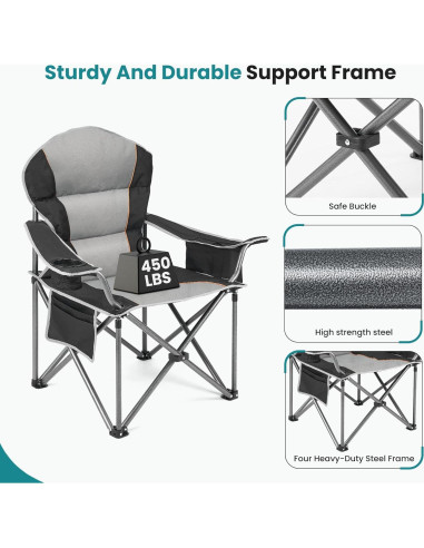 Silla de Camping Plegable OLIXIS Alta Resistencia 204kg