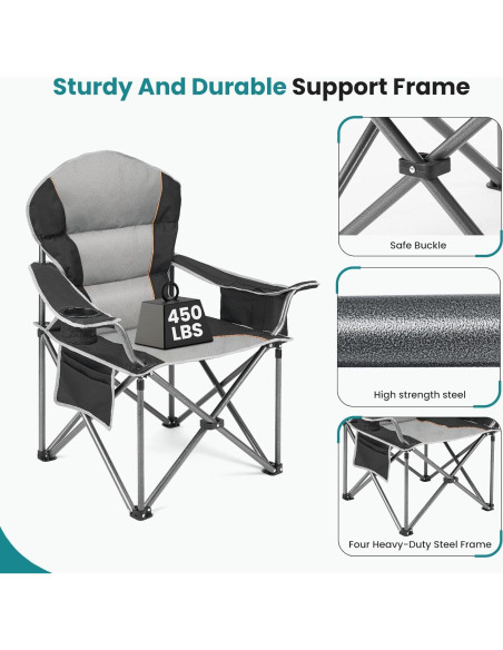 Silla de Camping Plegable OLIXIS Alta Resistencia 204kg