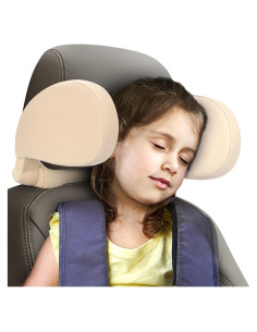 Almohada de reposacabezas HSWT para coche, soporte cuello, beige