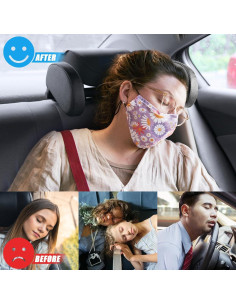 Almohada de reposacabezas HSWT para coche, soporte cuello, beige 2