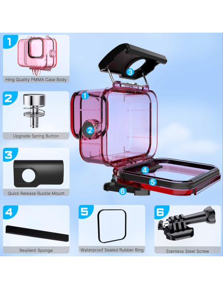 Funda Impermeable HONGDAK para GoPro Hero 12/11/10/9 - 60m