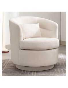 Silla de Acento Giratoria CANMOV Beige, 360 Grados, Moderna