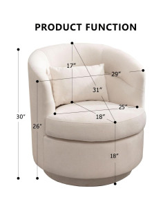 Silla de Acento Giratoria CANMOV Beige, 360 Grados, Moderna 2