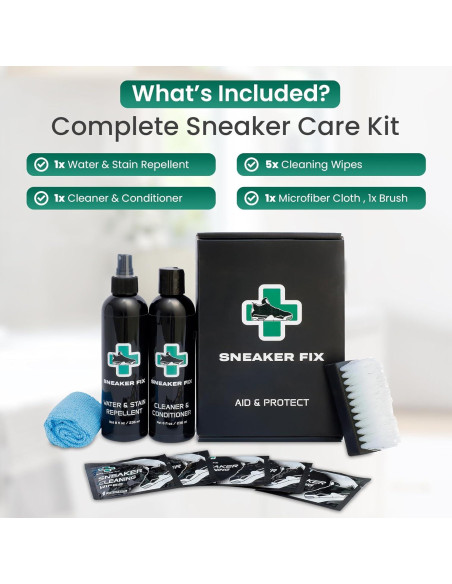 Kit de Limpieza de Zapatos Aid - Limpiador, Acondicionador y Cepillo