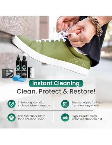 Kit de Limpieza de Zapatos Aid - Limpiador, Acondicionador y Cepillo