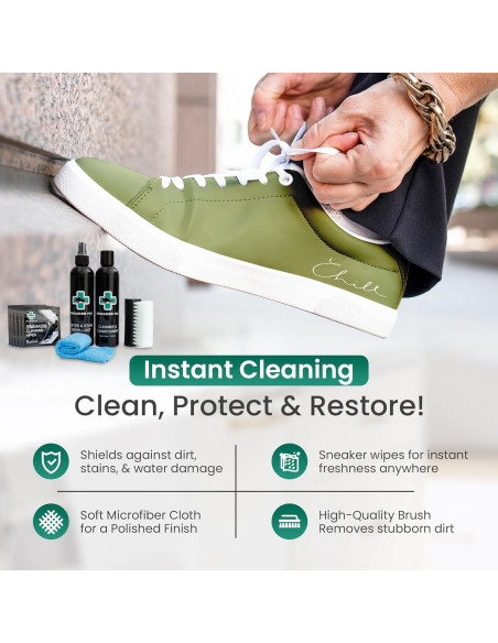 Kit de Limpieza de Zapatos Aid - Limpiador, Acondicionador y Cepillo