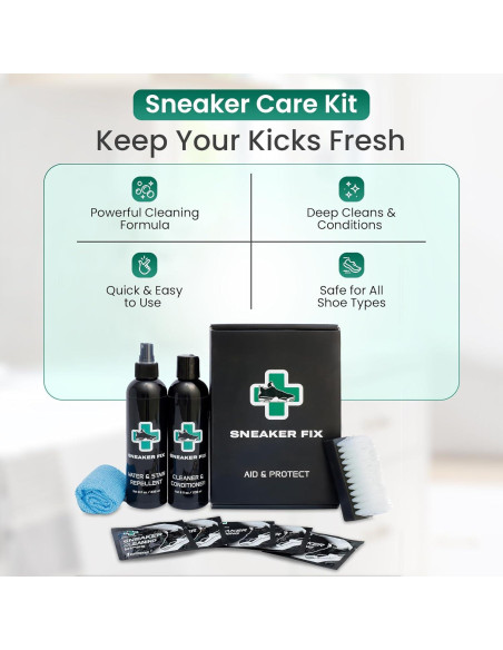 Kit de Limpieza de Zapatos Aid - Limpiador, Acondicionador y Cepillo