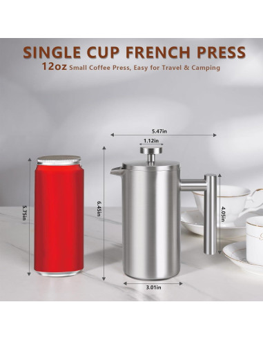Cafetera Prensa Francesa 350ml SZHETEFU Acero Inoxidable