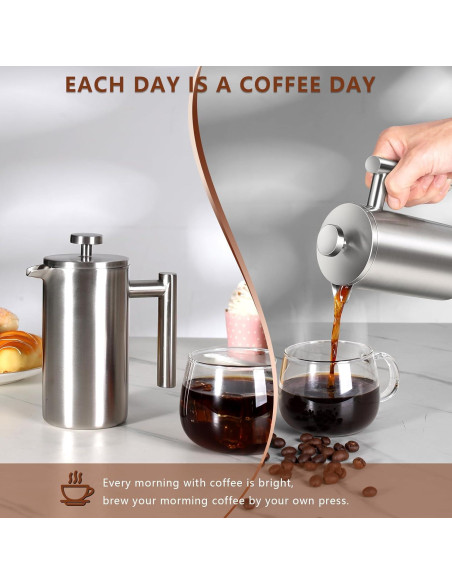 Cafetera Prensa Francesa 350ml SZHETEFU Acero Inoxidable