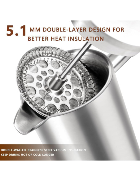 Cafetera Prensa Francesa 350ml SZHETEFU Acero Inoxidable