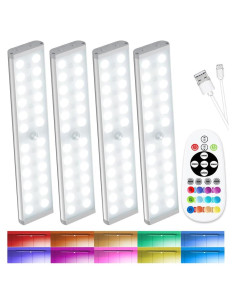 Luces Bajo Gabinete SZOKLED 4 Pcs con Sensor de Movimiento RGB