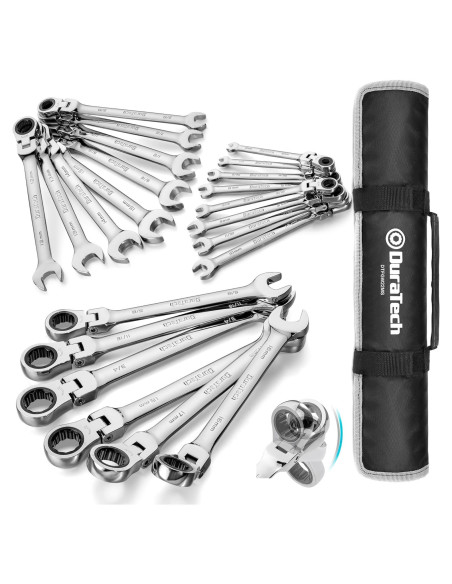 Juego de Llaves de Carraca Flexible DURATECH 22 Piezas 6-18mm