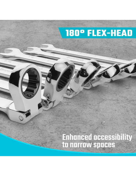 Juego de Llaves de Carraca Flexible DURATECH 22 Piezas 6-18mm