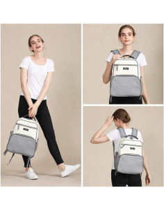 Mochila Multifuncional MOMIGO para Sacaleches - Beige y Gris 2