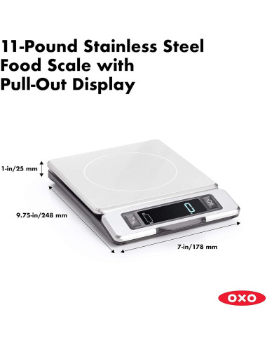 Balanza de Alimentos OXO Good Grips Acero Inoxidable 5 kg + Cucharas Medidoras