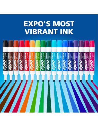 Marcadores de Pizarra Blanca EXPO, 8 Colores Vibrantes, Punta Chisel