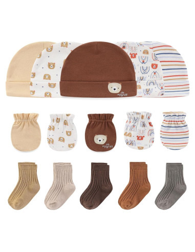 Conjunto de Gorros, Manoplas y Calcetines Ruliby 0-6 meses