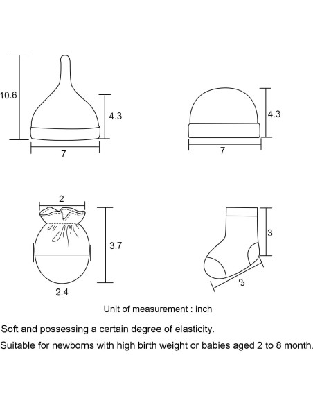 Conjunto de Gorros, Manoplas y Calcetines Ruliby 0-6 meses