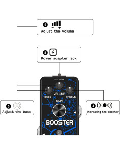 Pedal de Efecto Booster VSN 20dB Limpio True Bypass 2